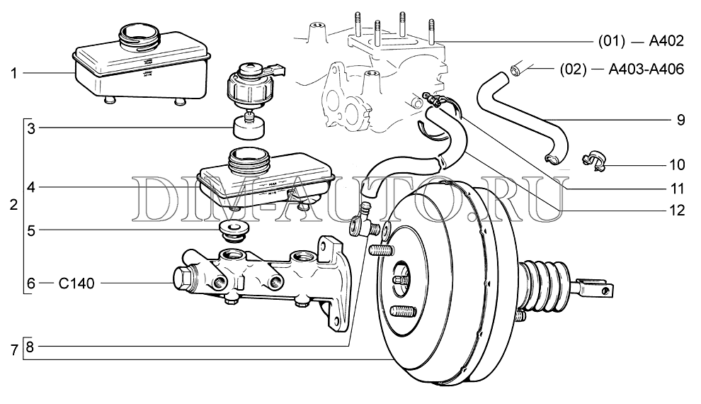 Ваз 2115 главный тормозной цилиндр схема