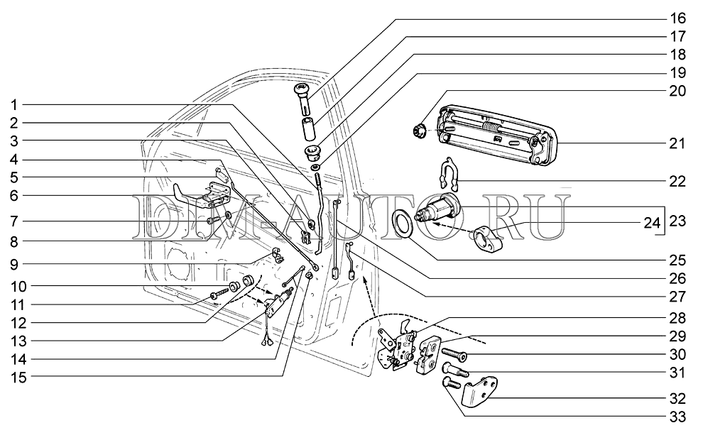 Схема замка двери ваз 2114 передней двери