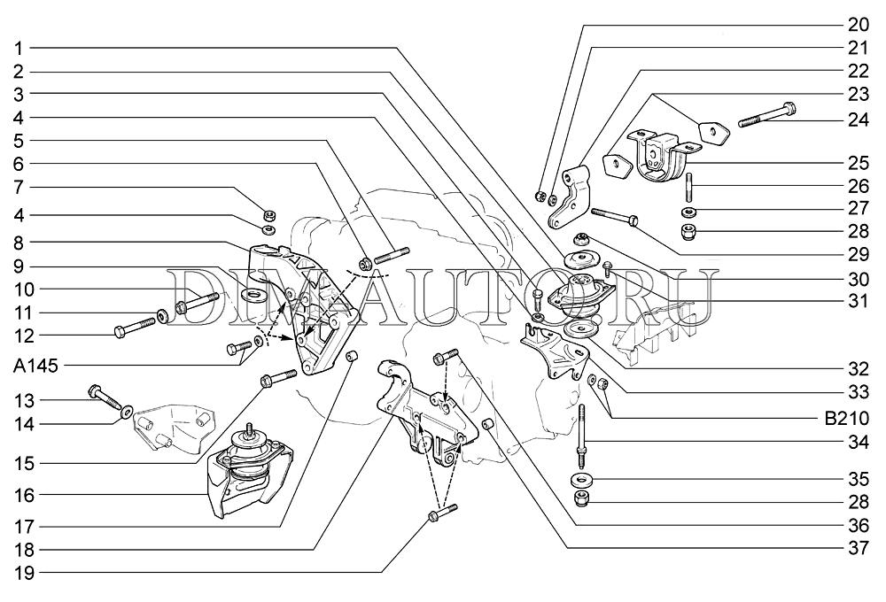Подвеска двигателя 2170 схема