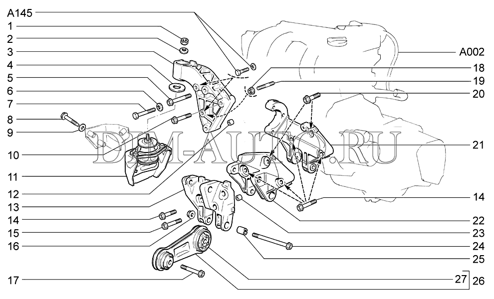 Подвеска двигателя 2170 схема