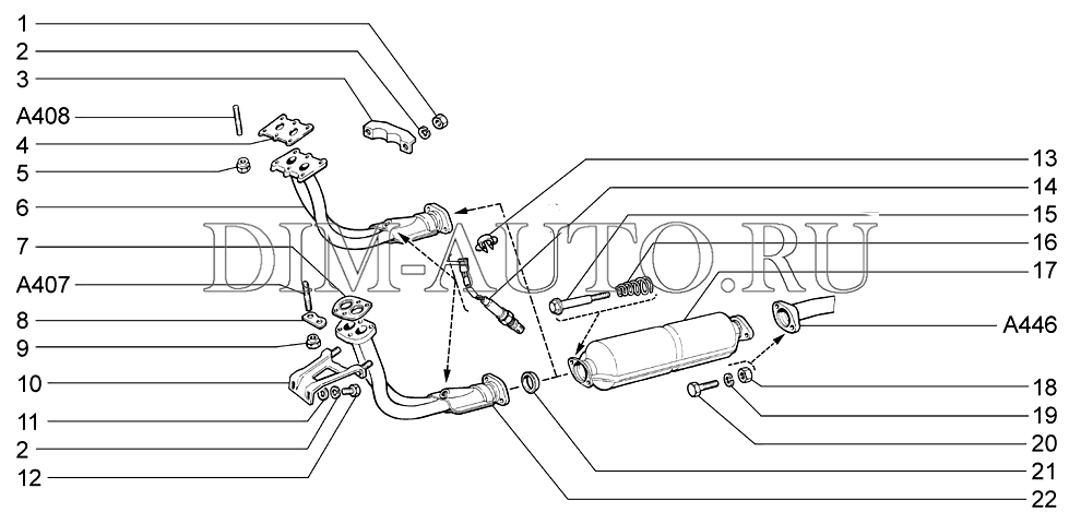 Ваз 2110 схема глушителя