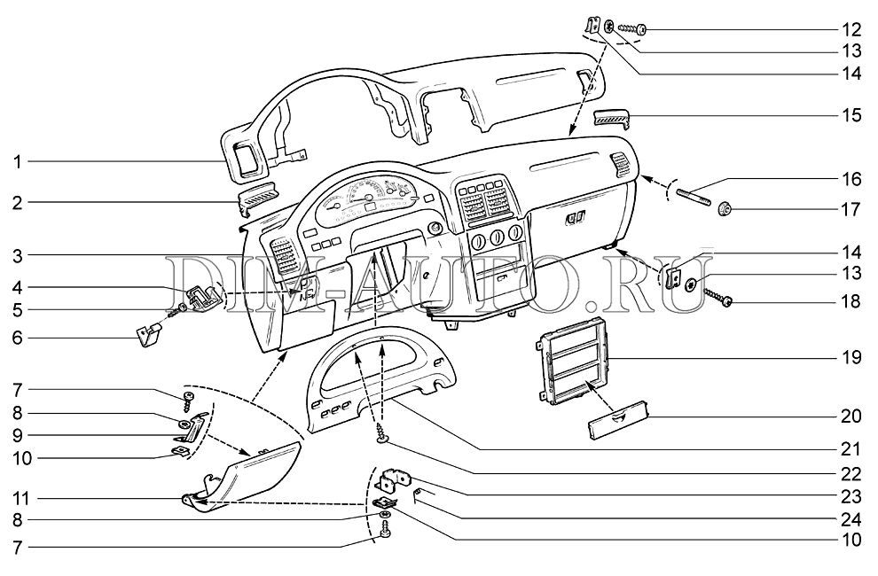 Схема щитка приборов ваз 2112 европанель
