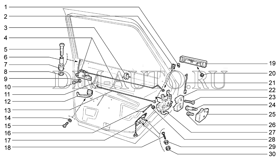 Схема механизма замка двери ваз 2107