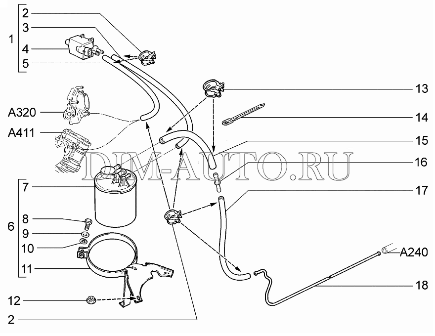 Схема шлангов адсорбера ваз 2112