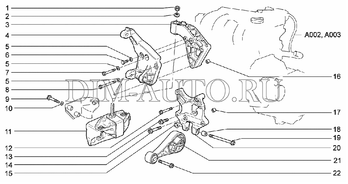 Подвеска двигателя 2170 схема