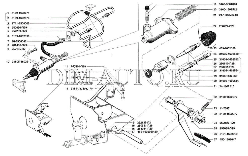 Главный цилиндр сцепления уаз схема сборки