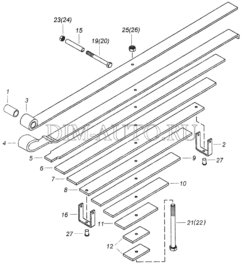 Рессора передняя камаз 65115 3 листа схема