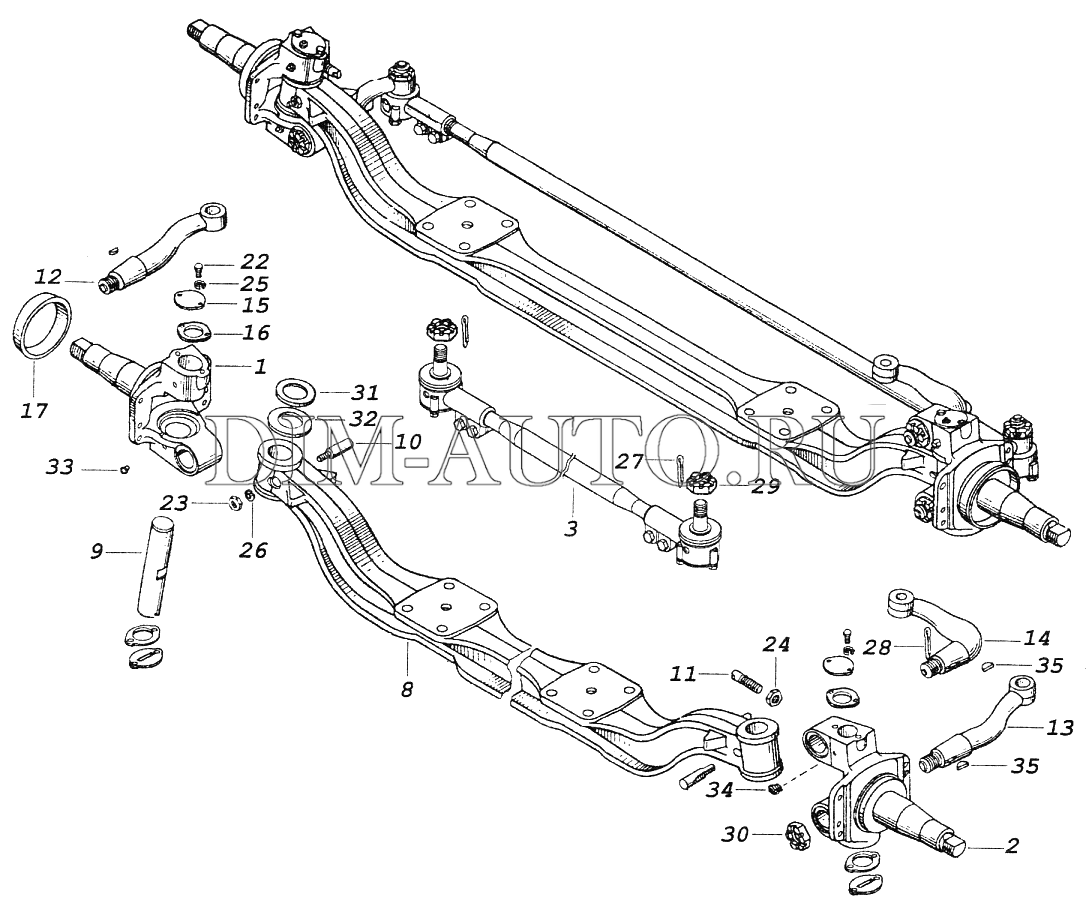 Схема шкворней камаз 4308