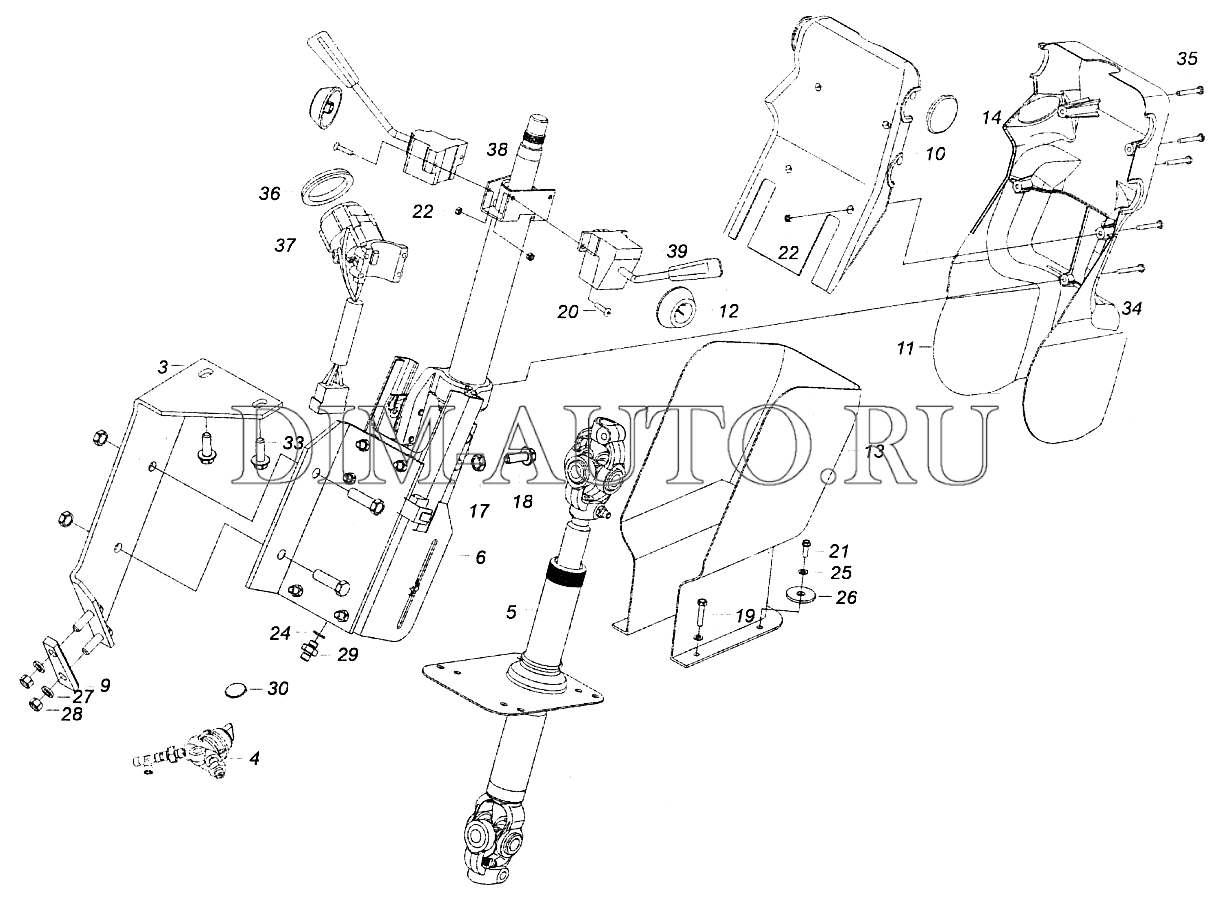 Схема рулевой колонки камаз