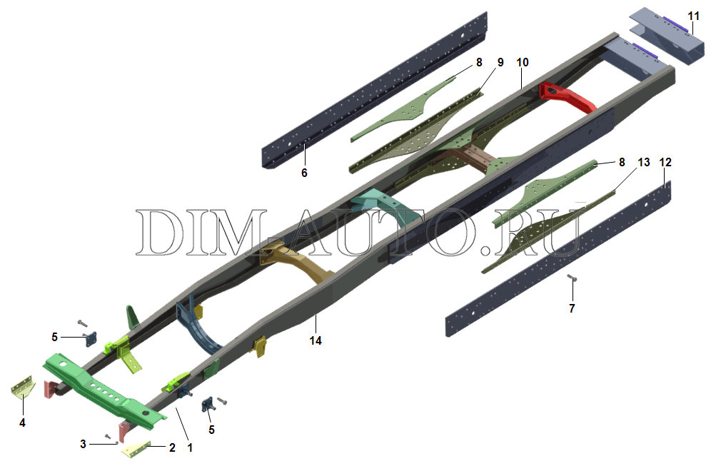 Чертеж рамы камаз 5511