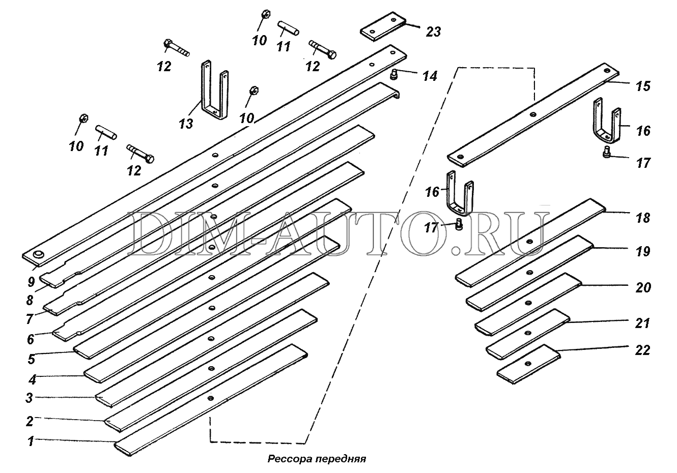 Рессора передняя камаз 6520 12 листовая с ушком схема