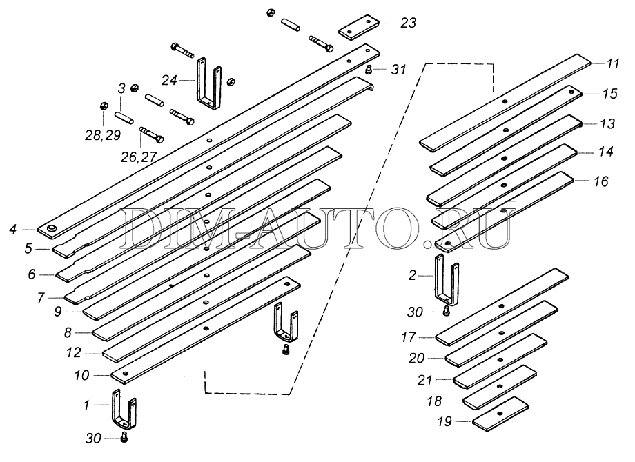 Рессора передняя камаз 65115 11 листов схема
