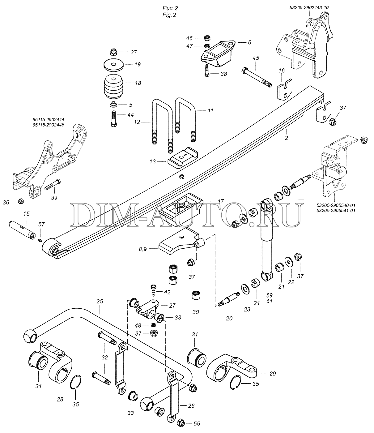 Передняя рессора камаз 65115 схема