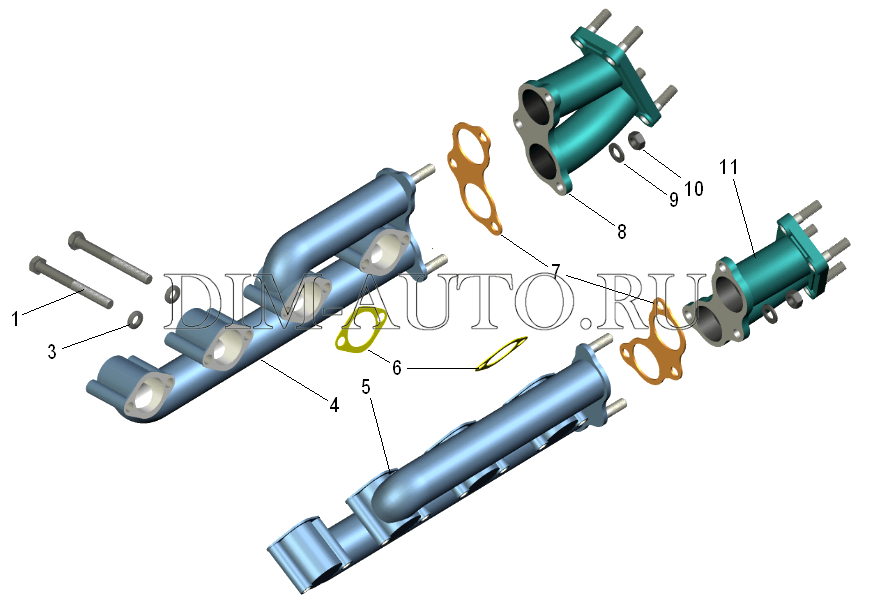 Коллектор выпускной камаз схема