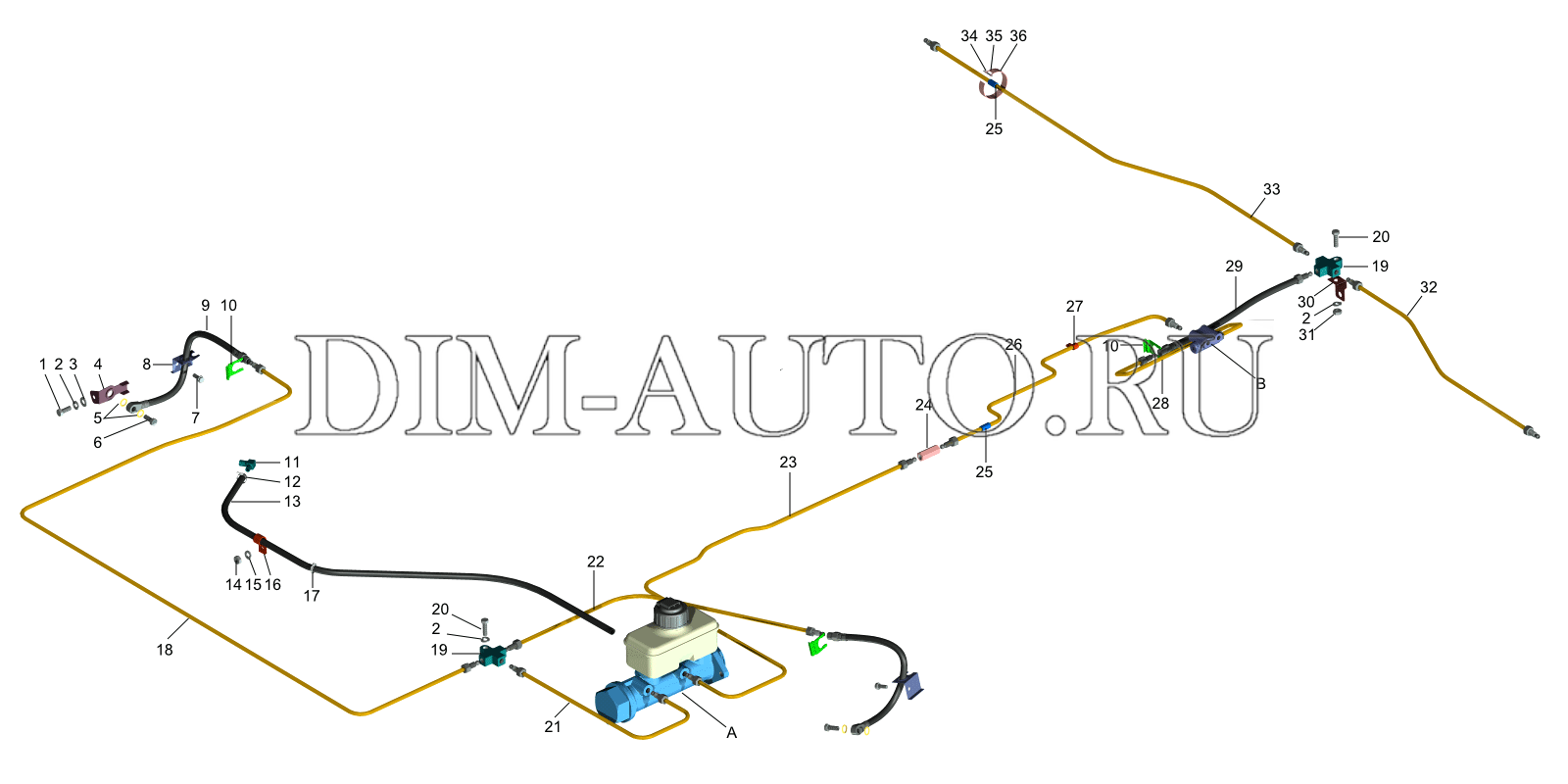 Схема тормозных трубок газ 3302