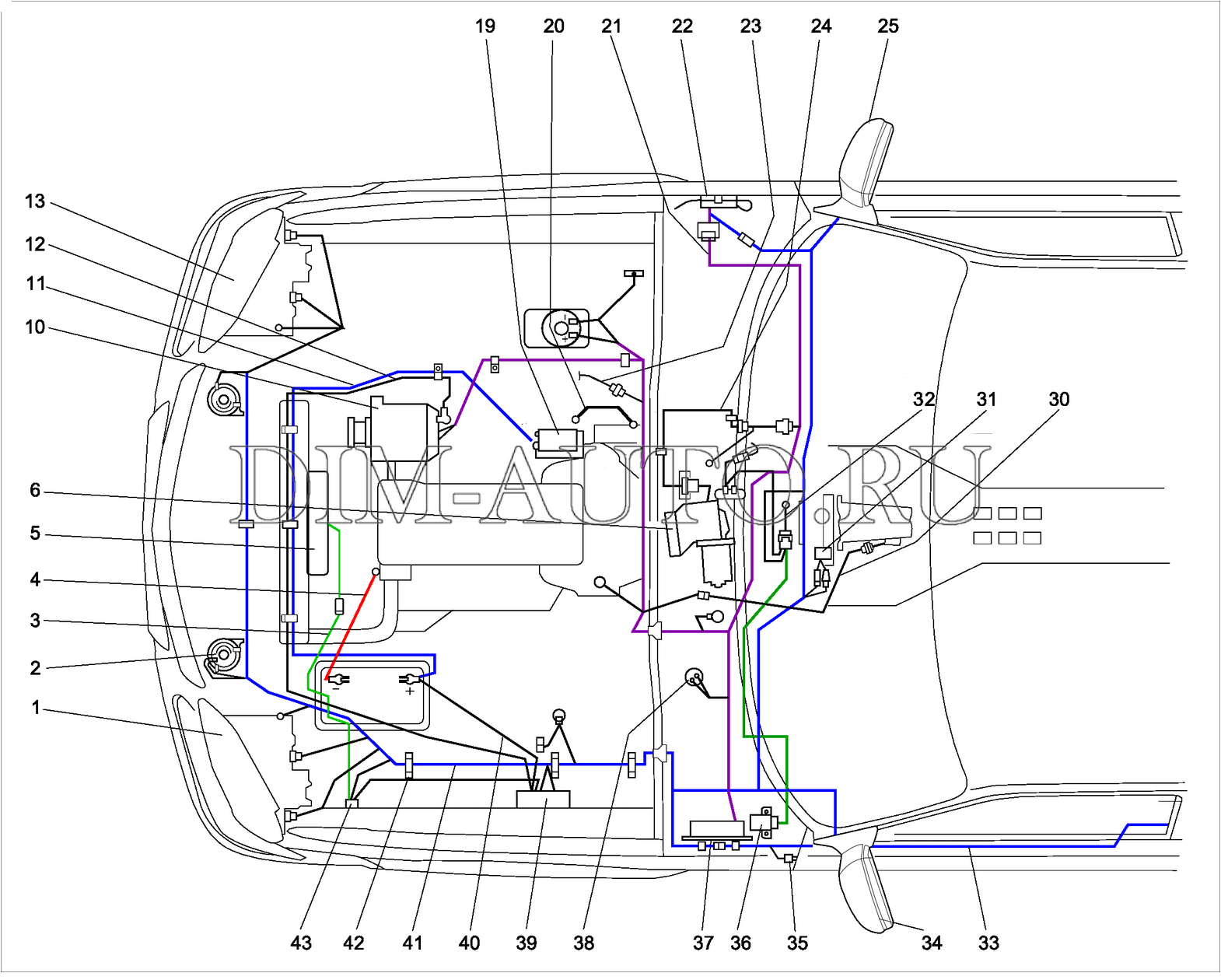 Схема электропроводки газ 3110