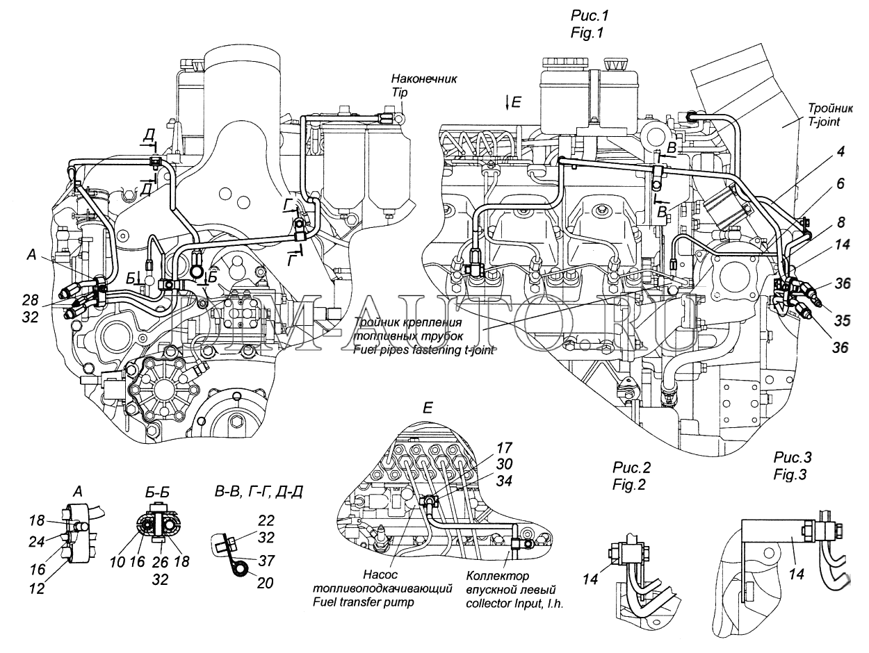 Схема топливных трубок камаз евро 3 бош