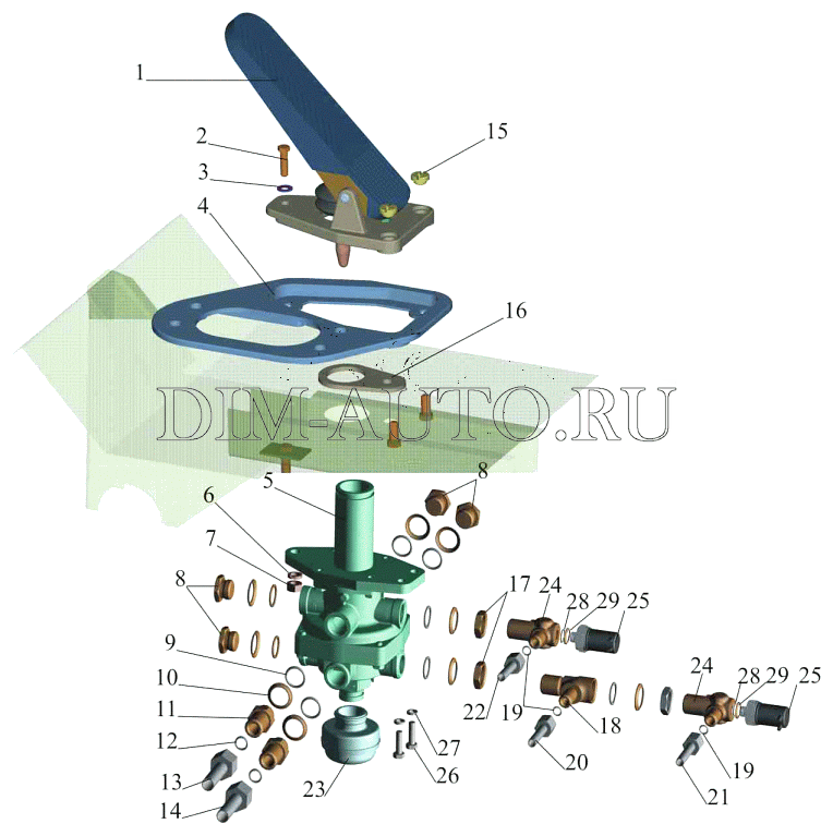 главный тормозной кран маз 5516