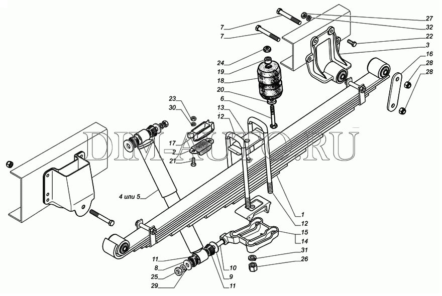 Рессора задняя валдай схема