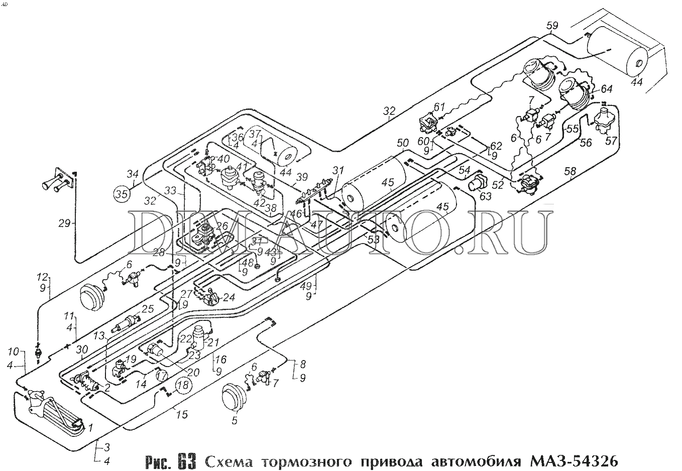 Тормозная система маз 5516 схема цветная