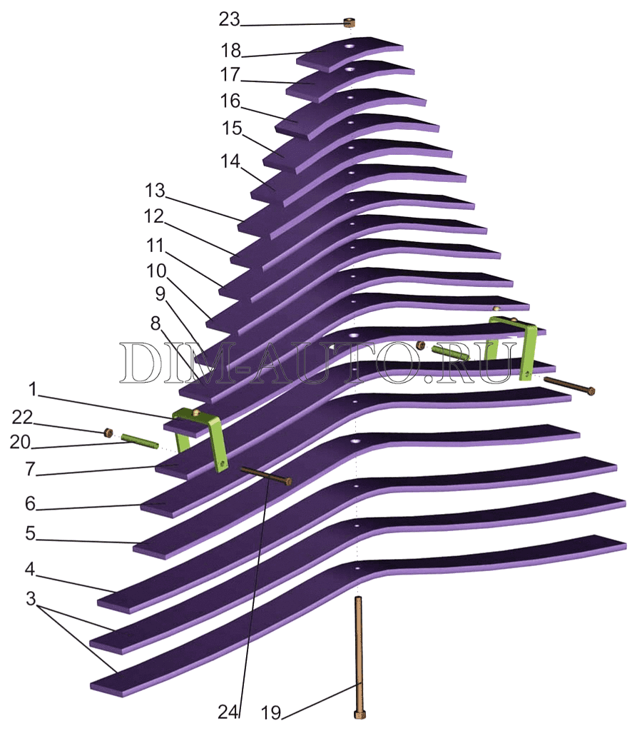 Рессора маз 5516 задняя 16 листов схема