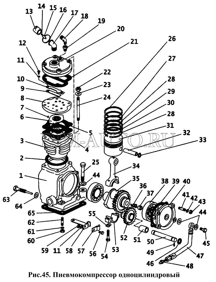 Камаз одноцилиндровый компрессор схема