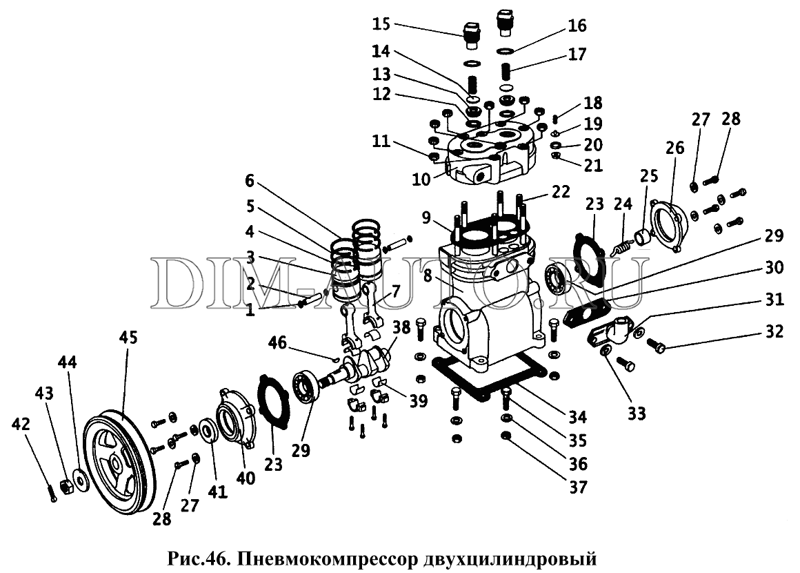 Компрессор ямз 238 двухцилиндровый схема