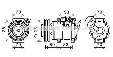 AVA QUALITY COOLING HDK283 Компрессор кондиционера для HONDA PILOT 3.5 4WD