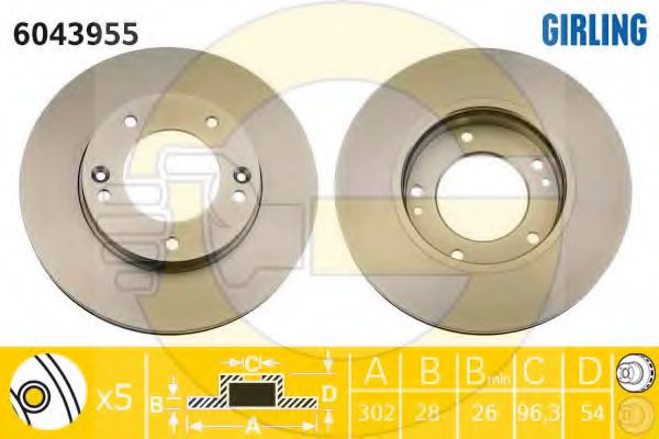 GIRLING 6043955 Тормозные диски для KIA SORENTO (Киа Соренто)