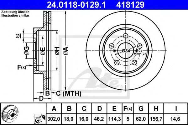 ATE 24011801291 Тормозные диски для TOYOTA RAV4 (Тойота Рав4)