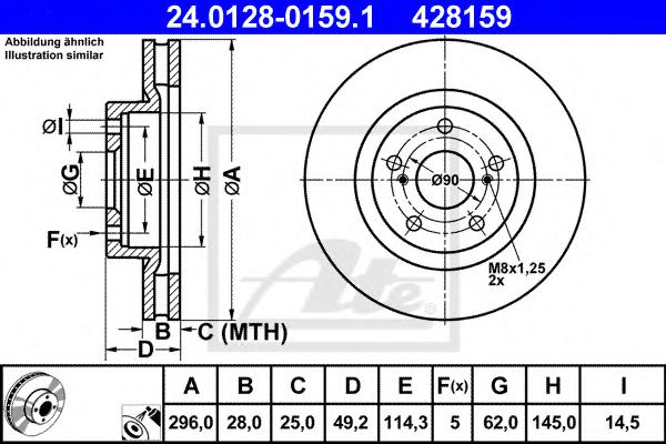 ATE 24012801591 Тормозные диски для TOYOTA RAV4 (Тойота Рав4)