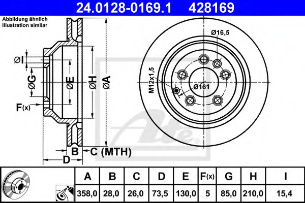 ATE 24012801691 Тормозные диски для AUDI Q7 (Ауди Q7)