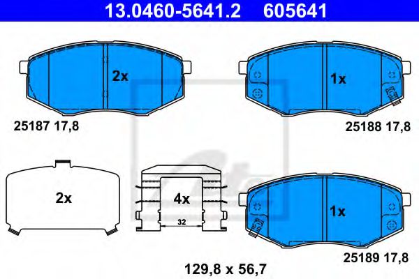 ATE 13046056412 Тормозные колодки для KIA SOUL (Киа Соул)