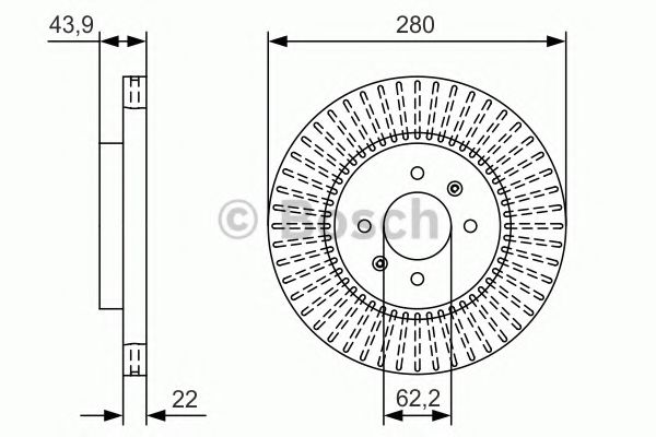 BOSCH 0986479B05 Тормозные диски для KIA RIO (Киа Рио)