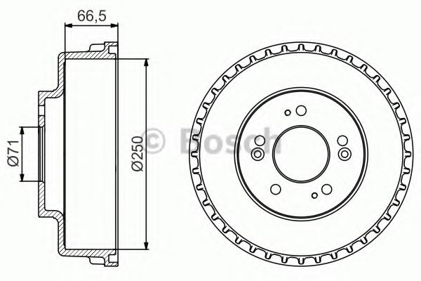 BOSCH 0986477228 Тормозной барабан для KIA CARNIVAL (Киа Карнивал)