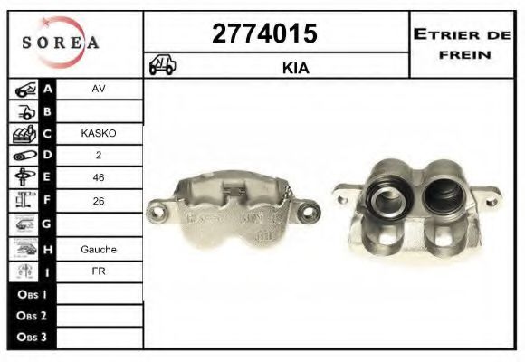 EAI 2774015 Тормозной суппорт для KIA BESTA (Киа Беста)