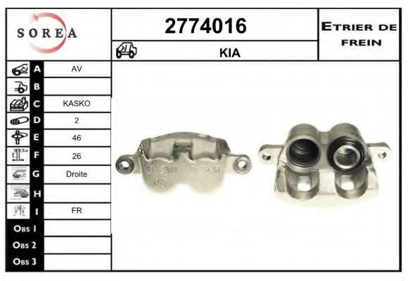 EAI 2774016 Тормозной суппорт для KIA BESTA (Киа Беста)