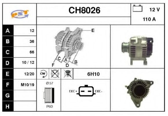 SNRA CH8026 Генератор для JEEP LIBERTY (KJ) 2.8 CRD 4x4