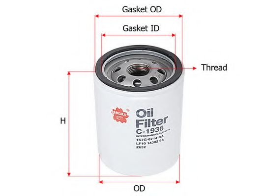 SAKURA AUTOMOTIVE C1936 Масляный фильтр 