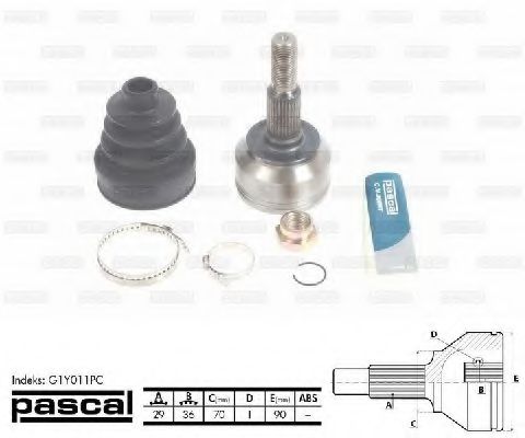 PASCAL G1Y011PC Шарнирный комплект, приводной вал со стороны колеса для JEEP GRAND CHEROKEE III (WH, WK) 3.0 CRD 4x4