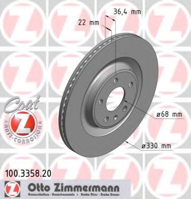 ZIMMERMANN 100335820 Тормозные диски для AUDI Q7 (Ауди Q7)