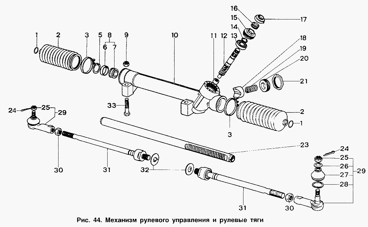 Схема рулевой рейки ока