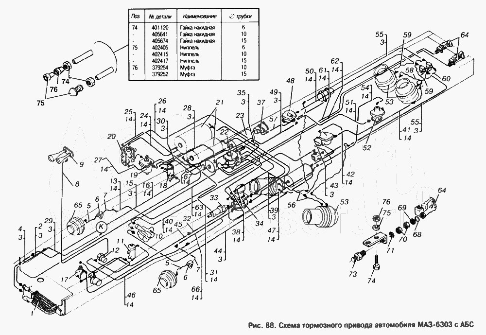 Воздушная система маз 5440 схема